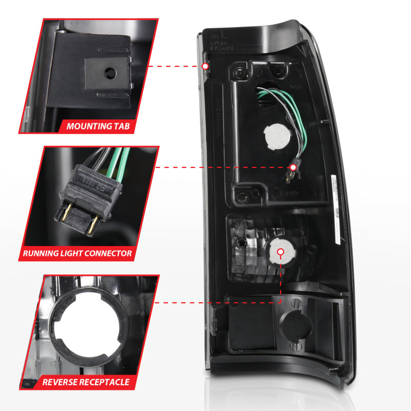 ANZO 2003-2006 Chevy Silverado 1500 LED Taillights Plank Style Black w/Clear Lens 311327