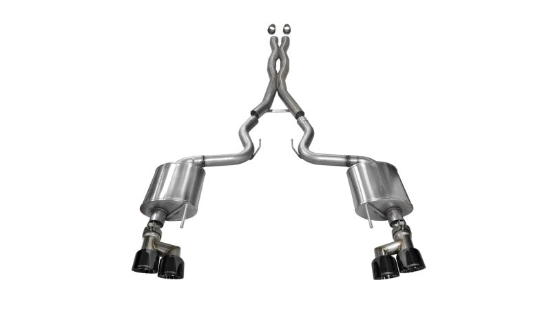 Corsa Performance 15-16 Ford Mustang GT 5.0 3in Cat Back Exhaust Black Quad Tips (Sport) (view 1)