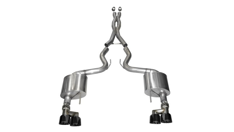 Corsa Performance Cat Back Exhaust Polish Quad Tips for 15-16 Ford Mustang GT 5.0 3in (view 1)