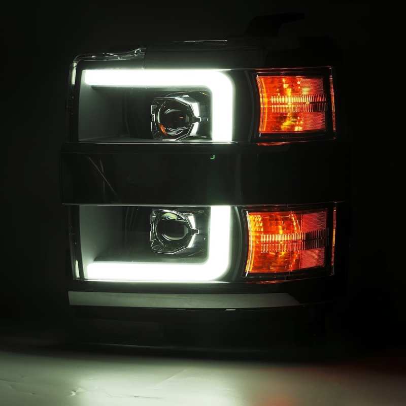 AlphaRex 15-19 Chevy 2500HD PRO-Series Proj Headlights Plank Jet Blk w/Activ Light/Seq Signal/DRL 880226 *Discontinued