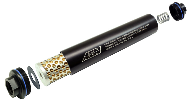 AEM Electronics Black Universal High Flow -10 AN Inline Fuel Filter (view 4)