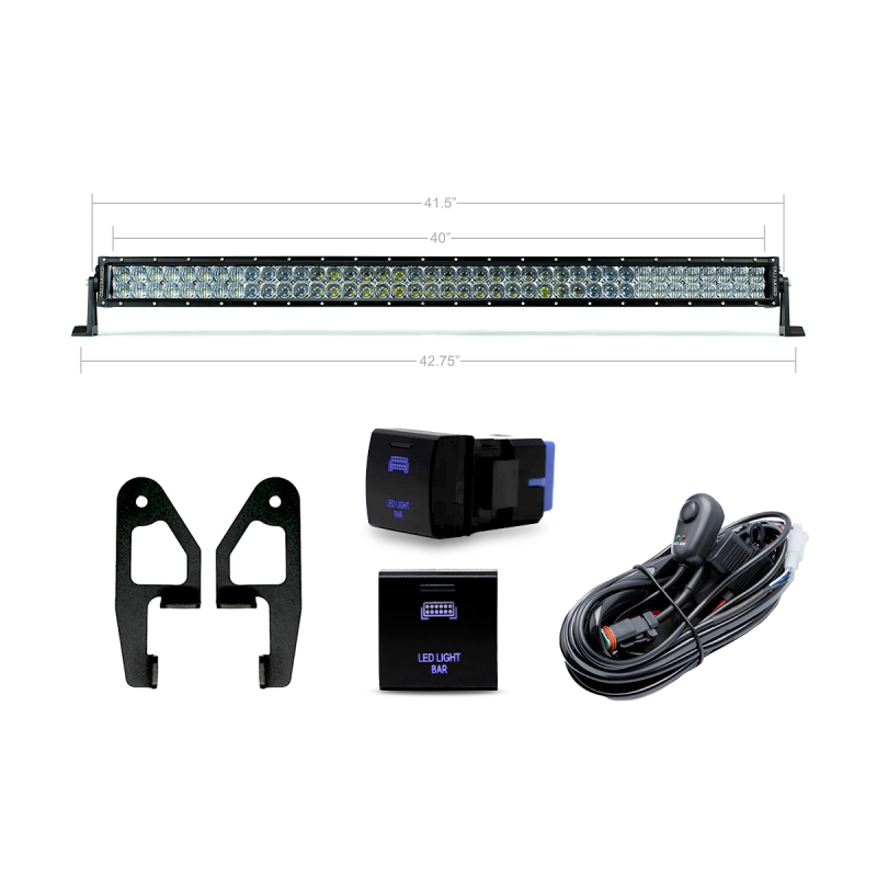 Cali Raised LED Cali Raised 2024+ Toyota Tacoma Premium Roof Rack Front Light Bar Kit - 42 In White Dual Row Spotam CR4105