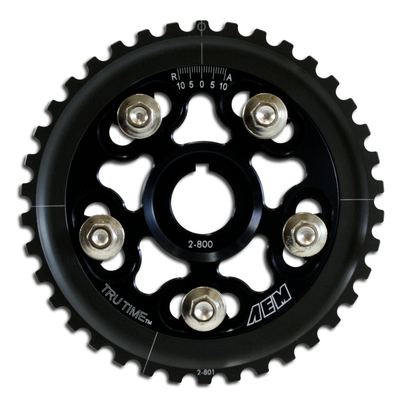 AEM Electronics Tru-Time Cam Gear Black 5-Bolt Honda D15B7 D16A6 & D16Z6 (view 1)
