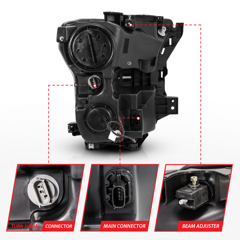 Anzo 2015-2016 Ford F-150 Projector Headlights w/ Plank Style Switchback Bl (view 4)