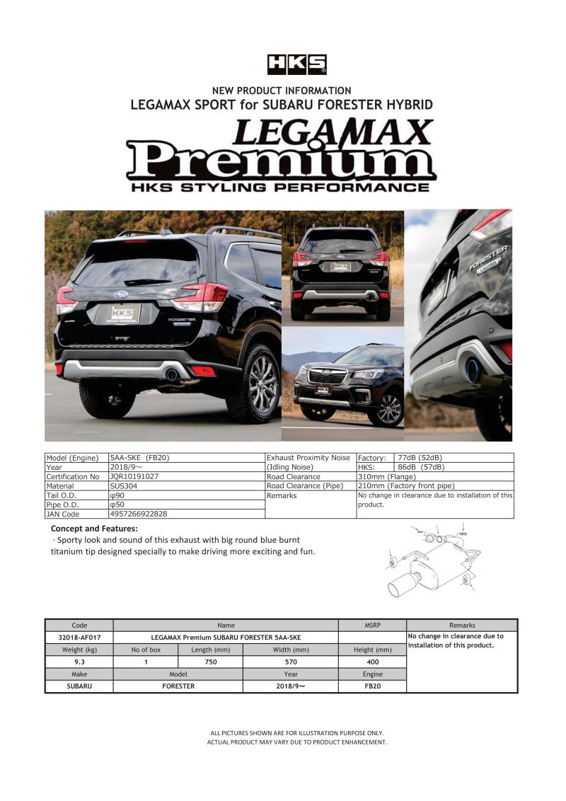 HKS LEGAMAX Premium Subaru Forester 5AA-SKE 32018-AF017