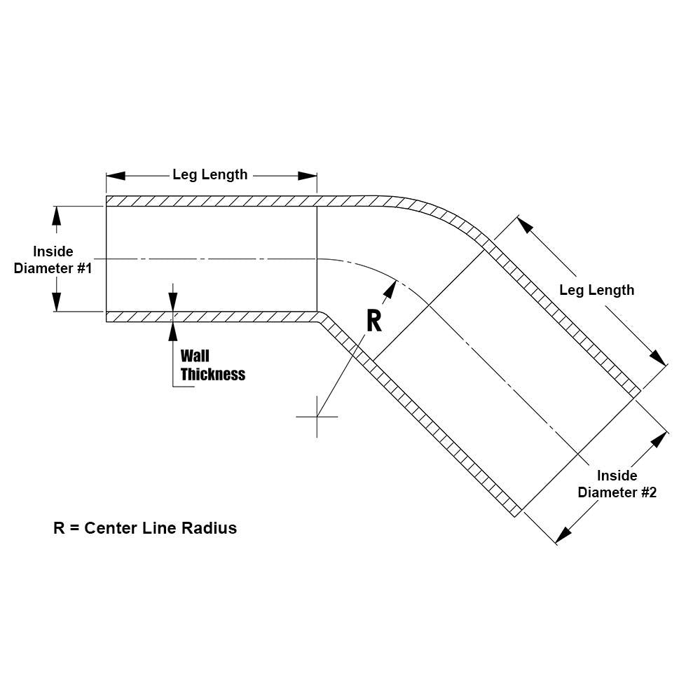 HPS 2-3/8" - 3" ID, Silicone 45 Degree Elbow Reducer Coupler Hose, High Temp 4-ply Reinforced, Blue, 60mm - 76mm ID (view 3)