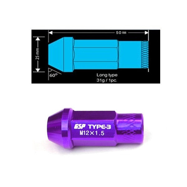 Godspeed Type 3 50mm Lug Nuts 20 pcs. Set M12x1.5 (view 19)