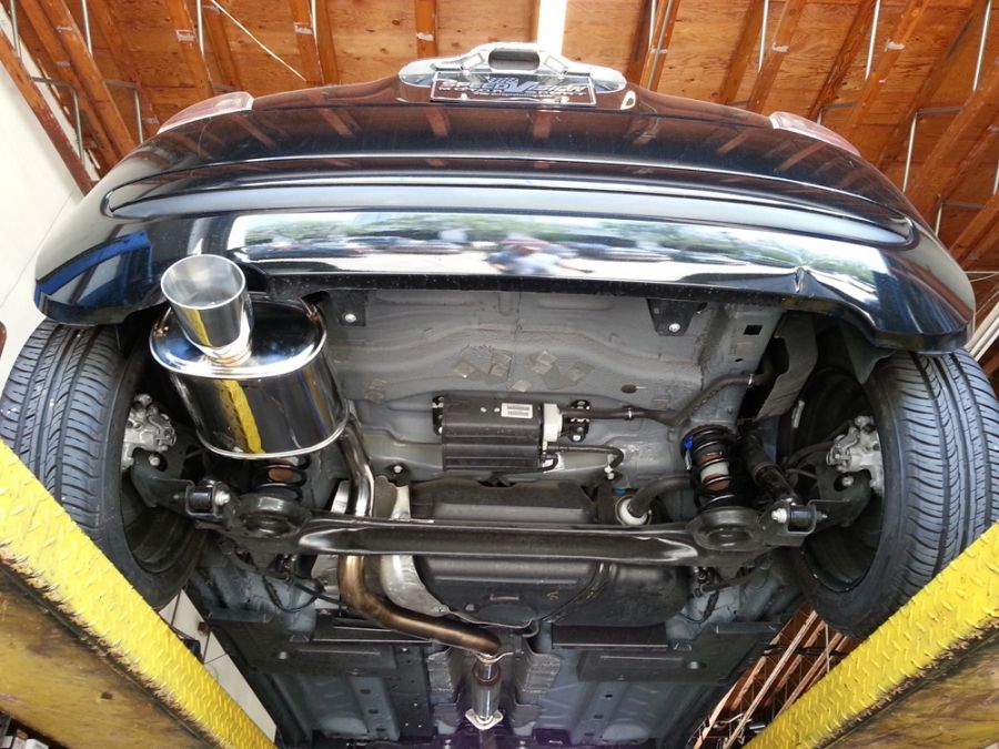 Megan Racing Cat-Back Exhaust for 2012+ Fiat 500 Stainless Steel 3.5x4.5 Roll Tip (view 3)