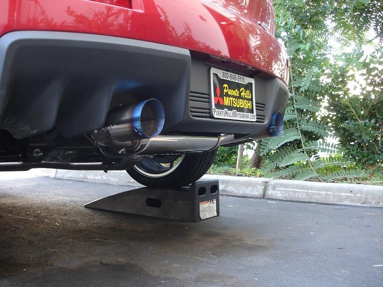 Megan Racing Cat-Back Exhaust System for 2008-2011 Mitsubishi Lancer Evo 10 3" Pipe Dual 4" Ti-Tip Silencer (view 4)