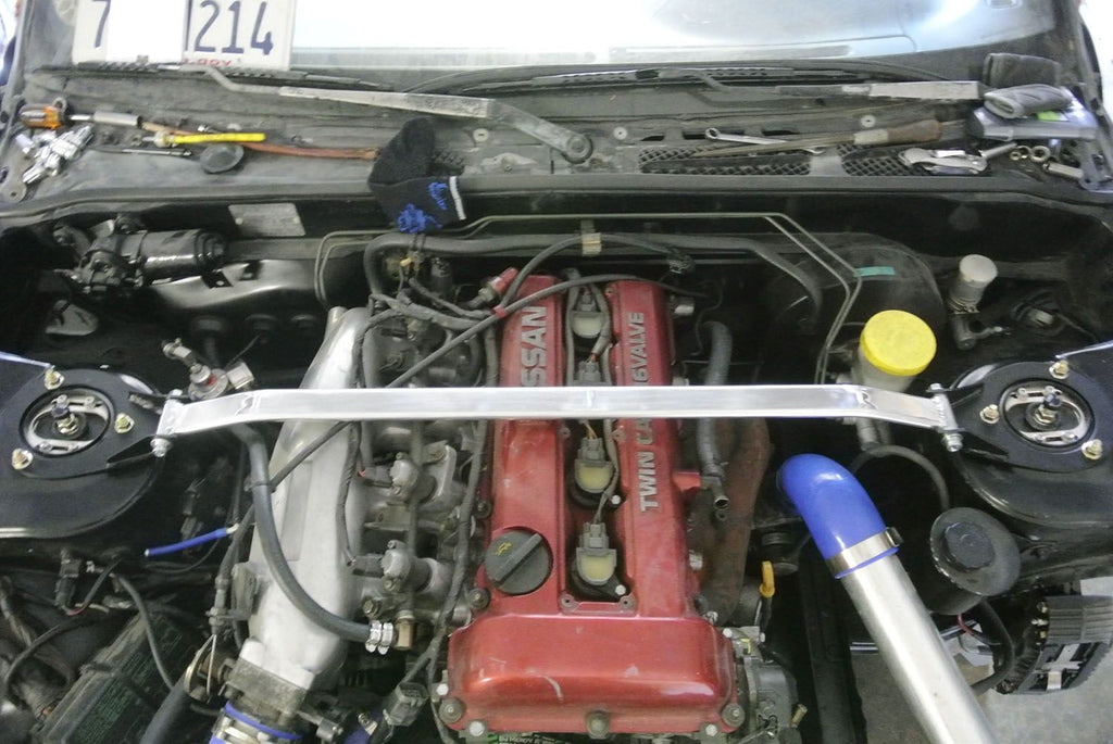 Megan Racing One-Piece Racing Spec Strut Bar - Front for 1989-1998 Nissan 240SX Aluminum MR-SB-NS13FU-1P (view 2)