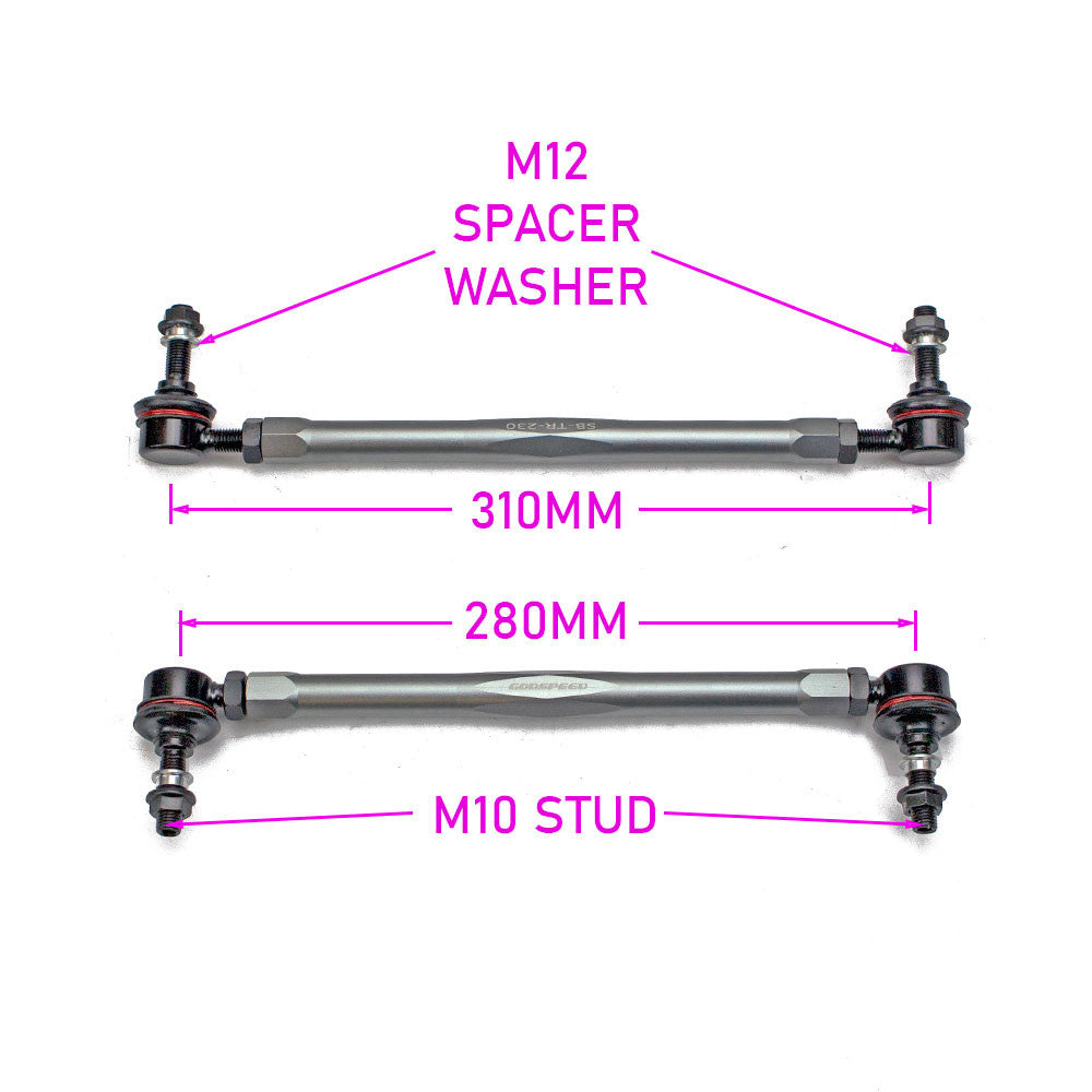 Godspeed Volvo S40 2004-2012 Front Sway Bar Adjustable Links, OE Replacement