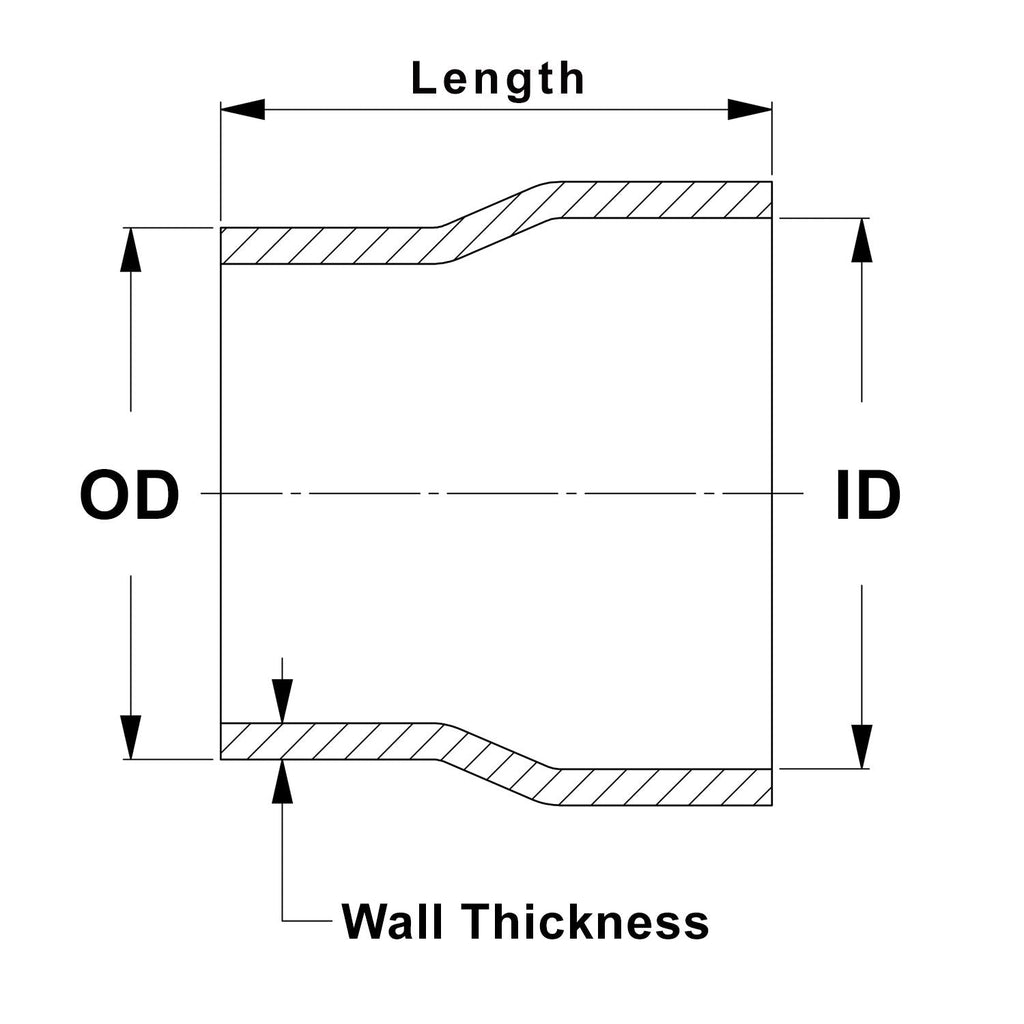 HPS Performance Products HPS 1-3/4" OD to 1-3/4" ID, 6061 Aluminum Slip Fit Transition Reducer Tube Joiner, 4" Long