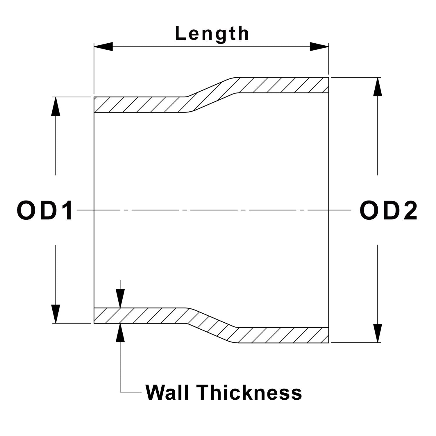 HPS Performance Products HPS 3" - 3-1/2" OD, 4" Long 6061 Aluminum Step Up Transition Joiner Reducer Tube Piping