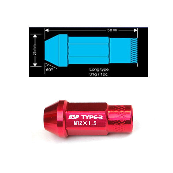 Godspeed Type 3 50mm Lug Nuts 20 pcs. Set M12x1.5 (view 22)
