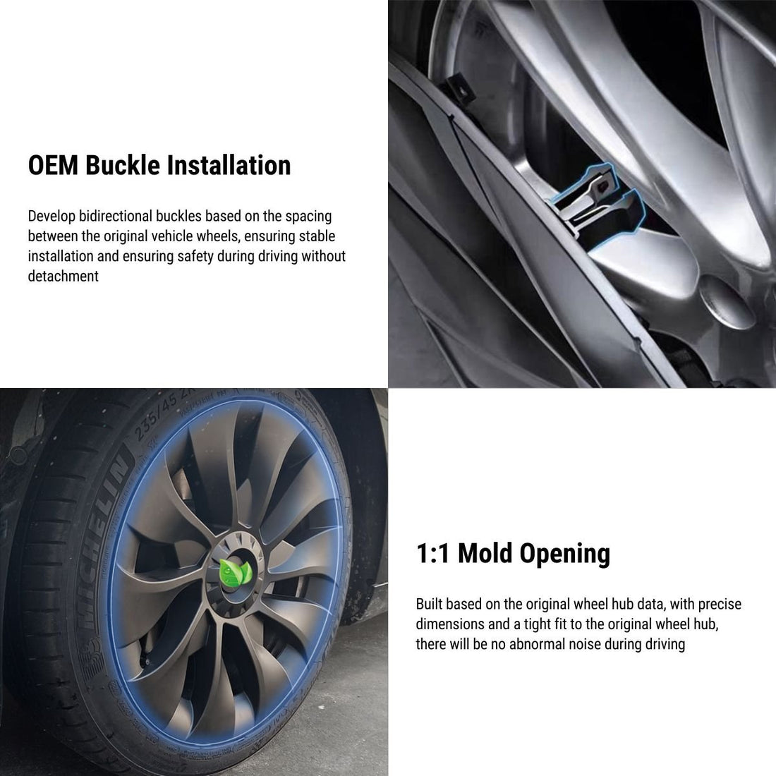 TESERY 18″ 19″ Hubcaps for Model 3/Y (4PCS) (view 8)