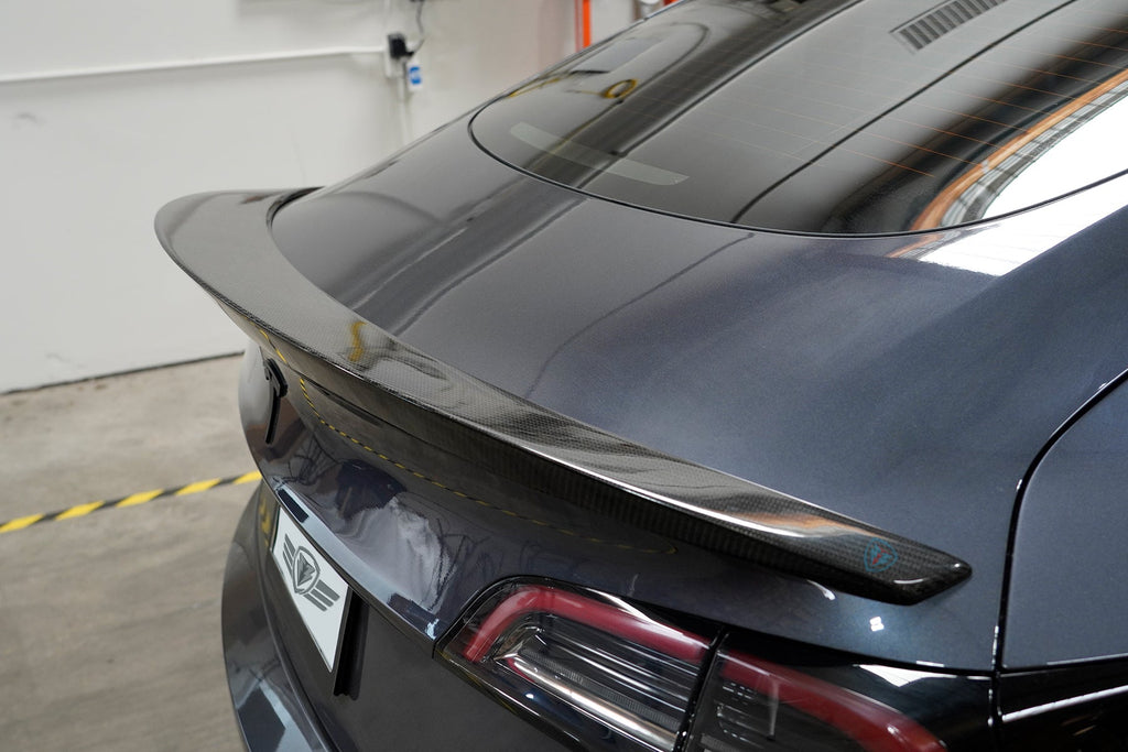 2017-2026 Tesla Model 3 (MK1 / Highland) MX High Kick Carbon Fiber Trunk Spoiler | FYBR Aerodynamics