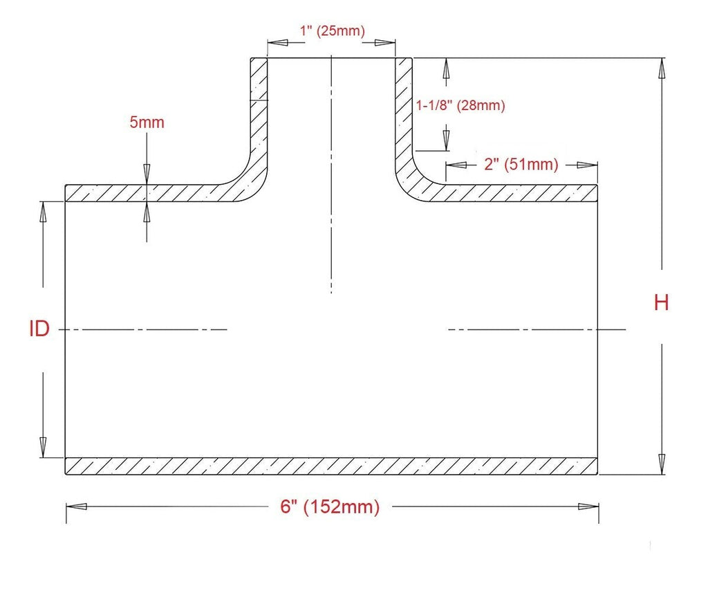 HPS Performance Products HPS 2-1/2" Silicone T Hose Coupler Adapter with 1" Branch, High Temp 4-ply Reinforced