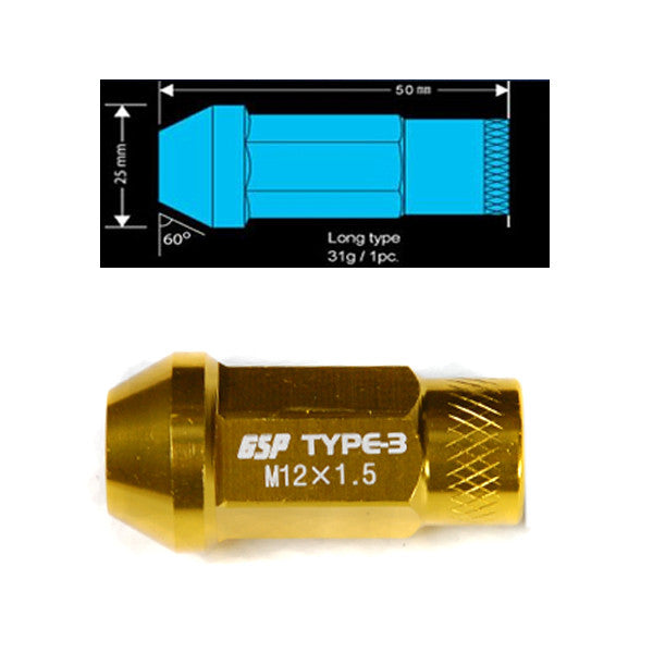 Godspeed Type 3 50mm Lug Nuts 20 pcs. Set M12x1.25 (view 16)