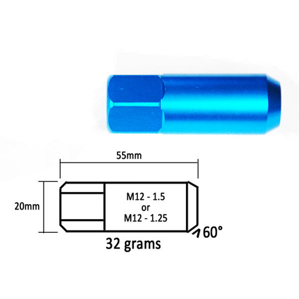Godspeed Type 5 55mm Lug Nuts 20 pcs. Set M12 X 1.5 (view 5)